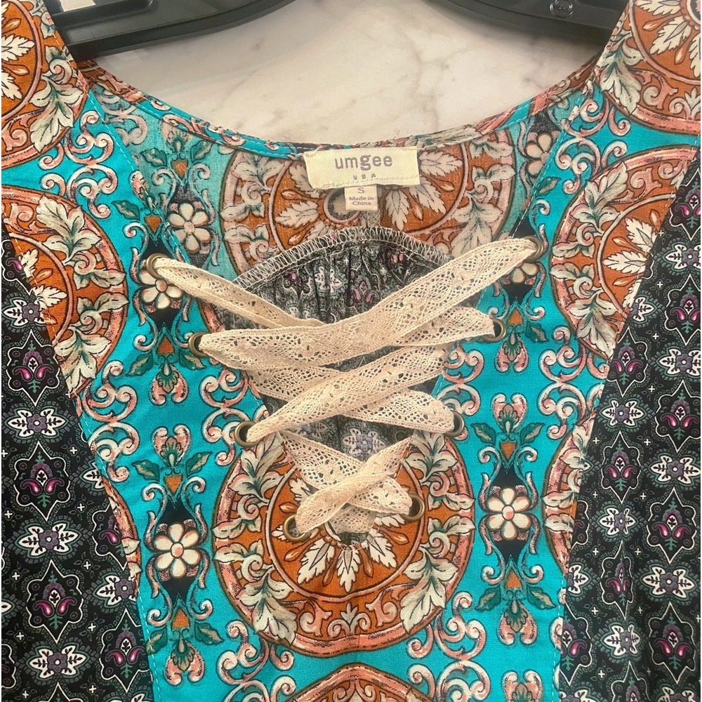 NEW Umgee Boho Lace Up Tunic Dress - Size Small - Picture 7 of 7